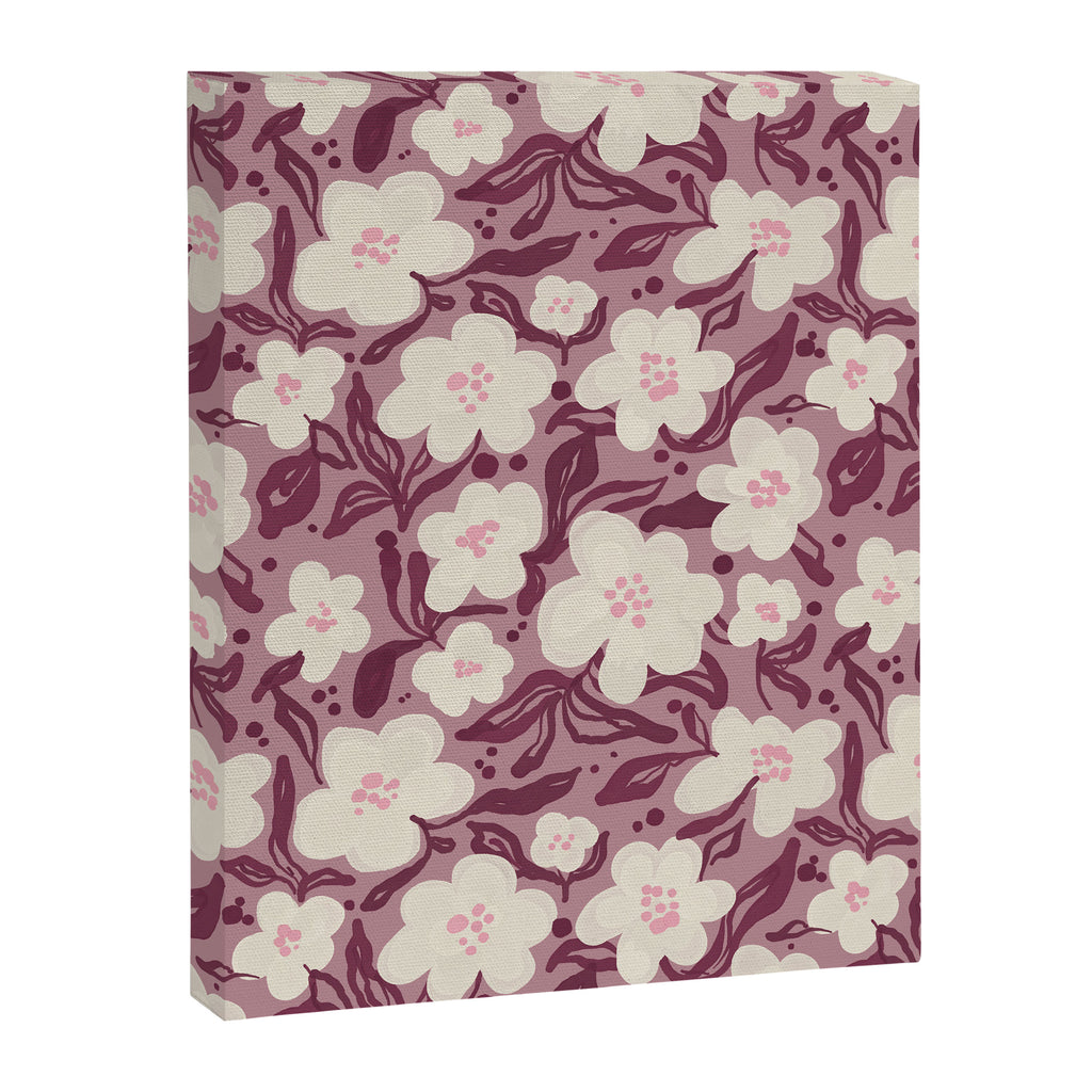 Cream Burgundy Floral Pattern Canvas Print Gallery Image 8
