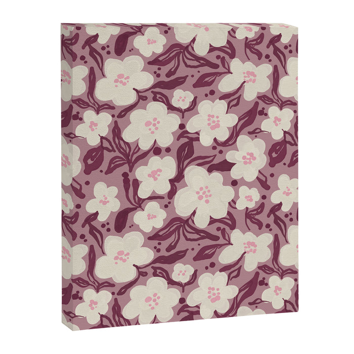 Cream Burgundy Floral Pattern Canvas Print Gallery Image 1