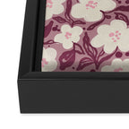 Cream Burgundy Floral Pattern Framed Canvas Print Gallery Image 3