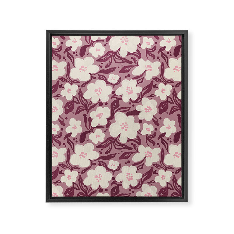 Cream Burgundy Floral Pattern Framed Canvas Print Gallery Image 8