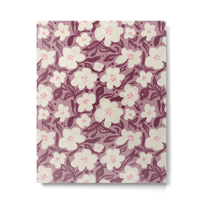 Cream Burgundy Floral Pattern Metal Print Gallery Image 1