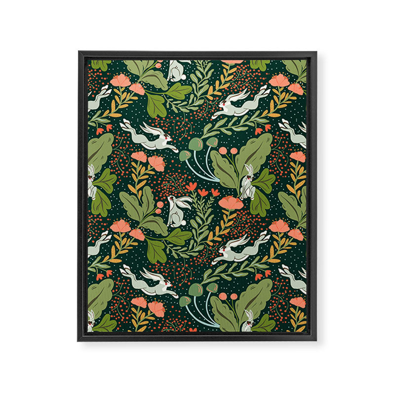 Dancing rabbits in the wildflowers garden Framed Canvas Print Gallery Image 8