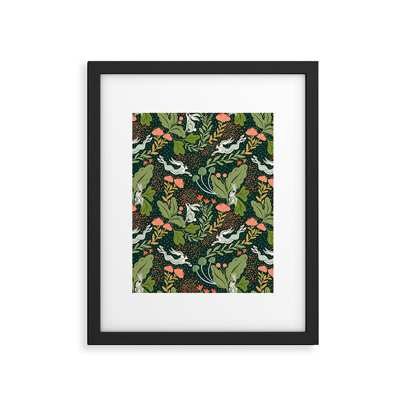 Dancing rabbits in the wildflowers garden Framed Art Print Gallery Image 6