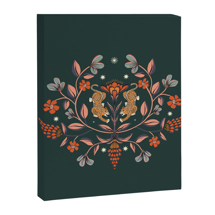 Dancing tigers in flowers field  Canvas Print Gallery Image 1
