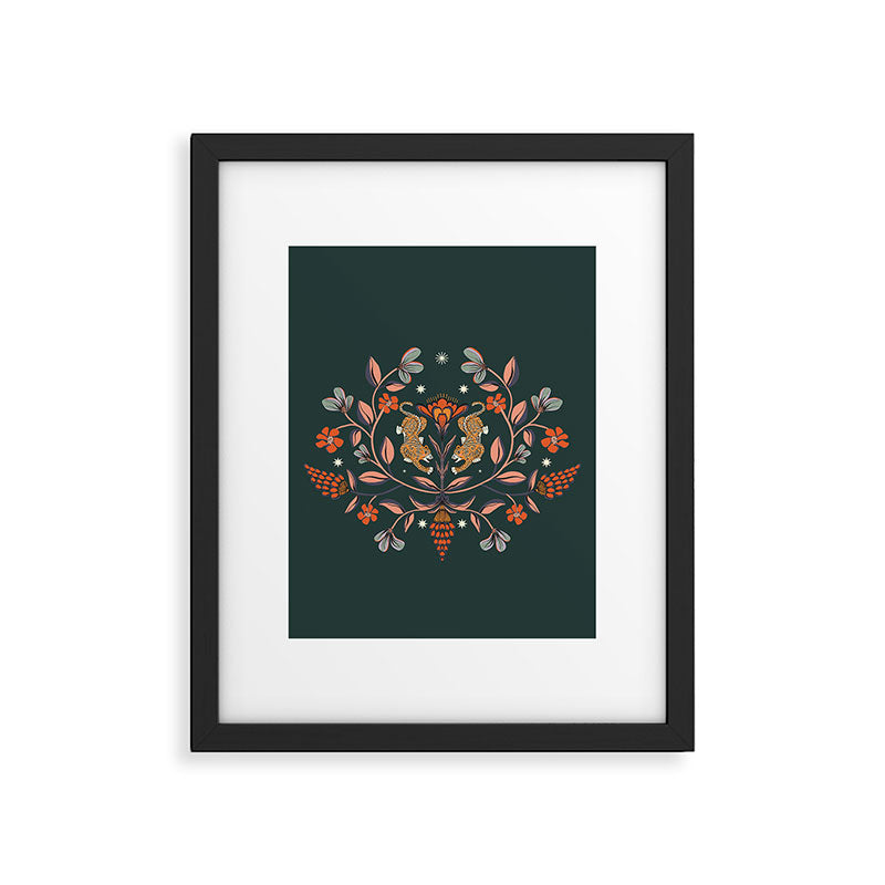 Dancing tigers in flowers field  Framed Art Print Gallery Image 6