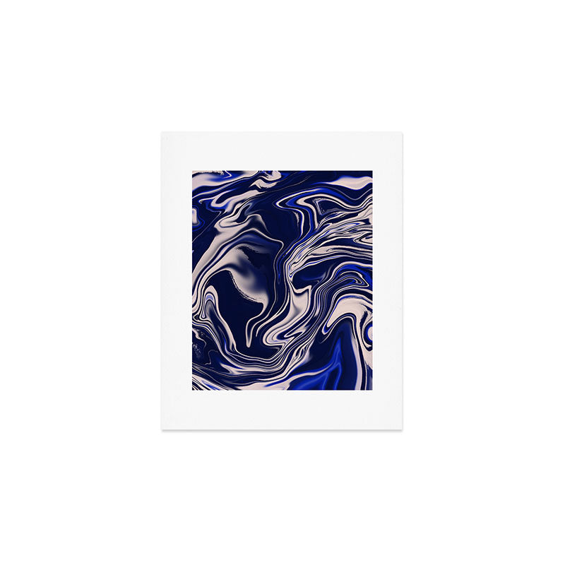 Dark blue marbled art Art Print Gallery Image 1