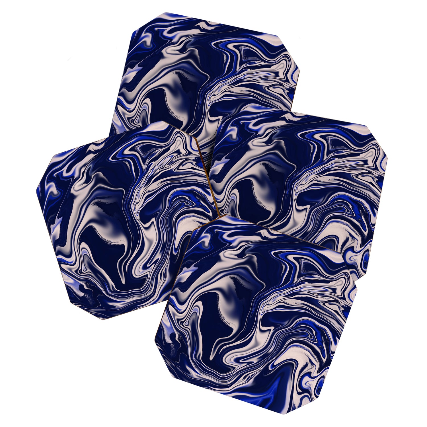 Dark blue marbled art Coaster Gallery Image 1