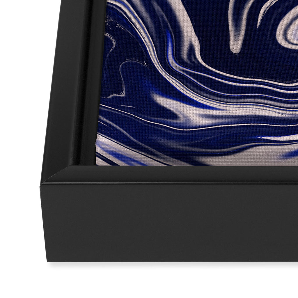 Dark blue marbled art Framed Canvas Print Gallery Image 3
