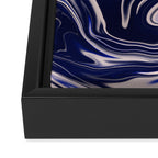 Dark blue marbled art Framed Canvas Print Gallery Image 3