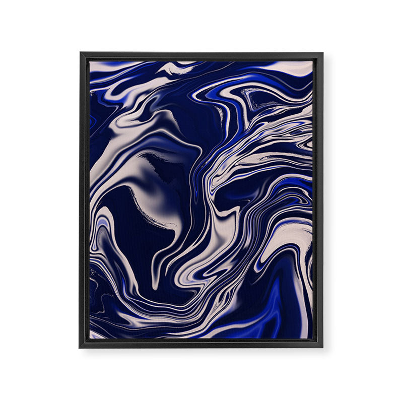Dark blue marbled art Framed Canvas Print Gallery Image 8