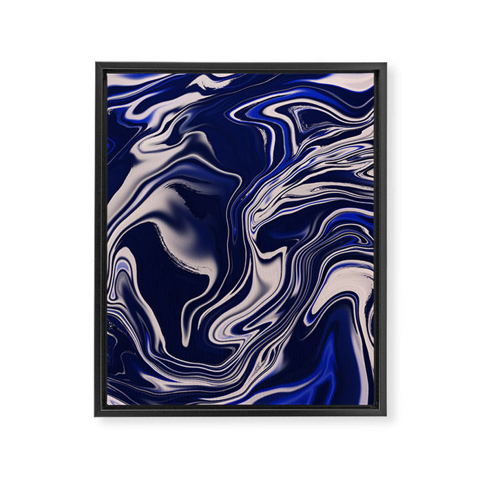 Dark blue marbled art Framed Canvas Print Gallery Image 1