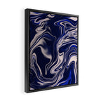 Dark blue marbled art Framed Canvas Print Gallery Image 2