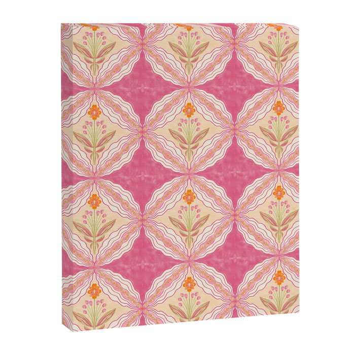 Delicate Floral Mandala Pattern in Pink and Peach Hues Canvas Print Gallery Image 1