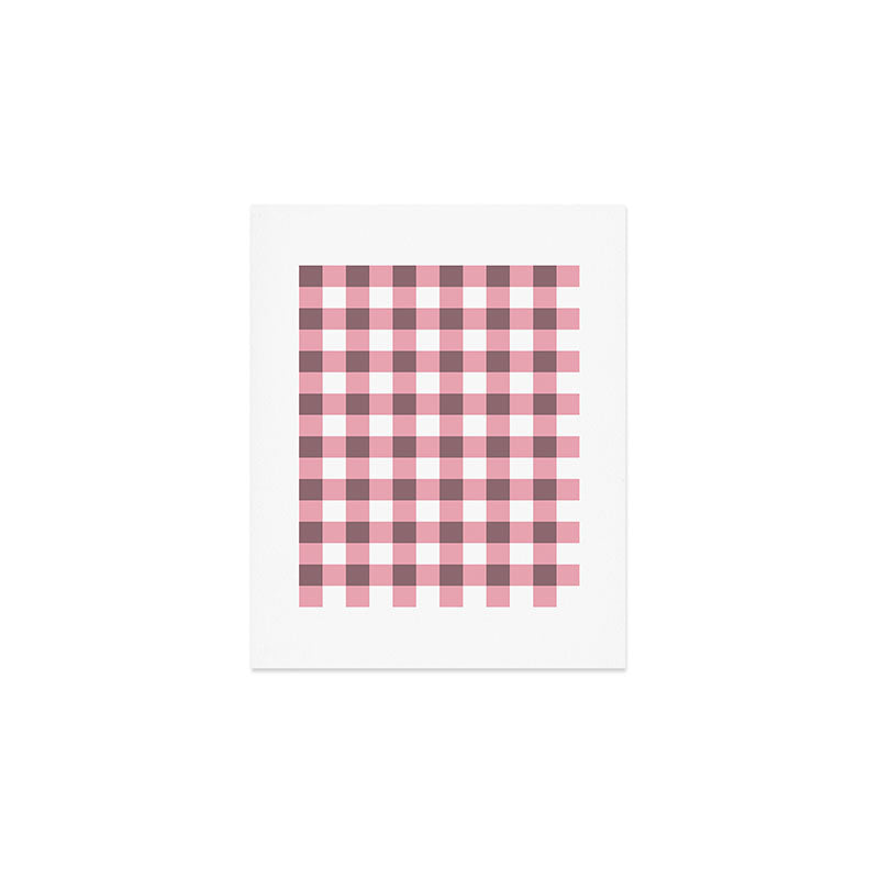 Dusty Pink Gingham Check Art Print Gallery Image 1