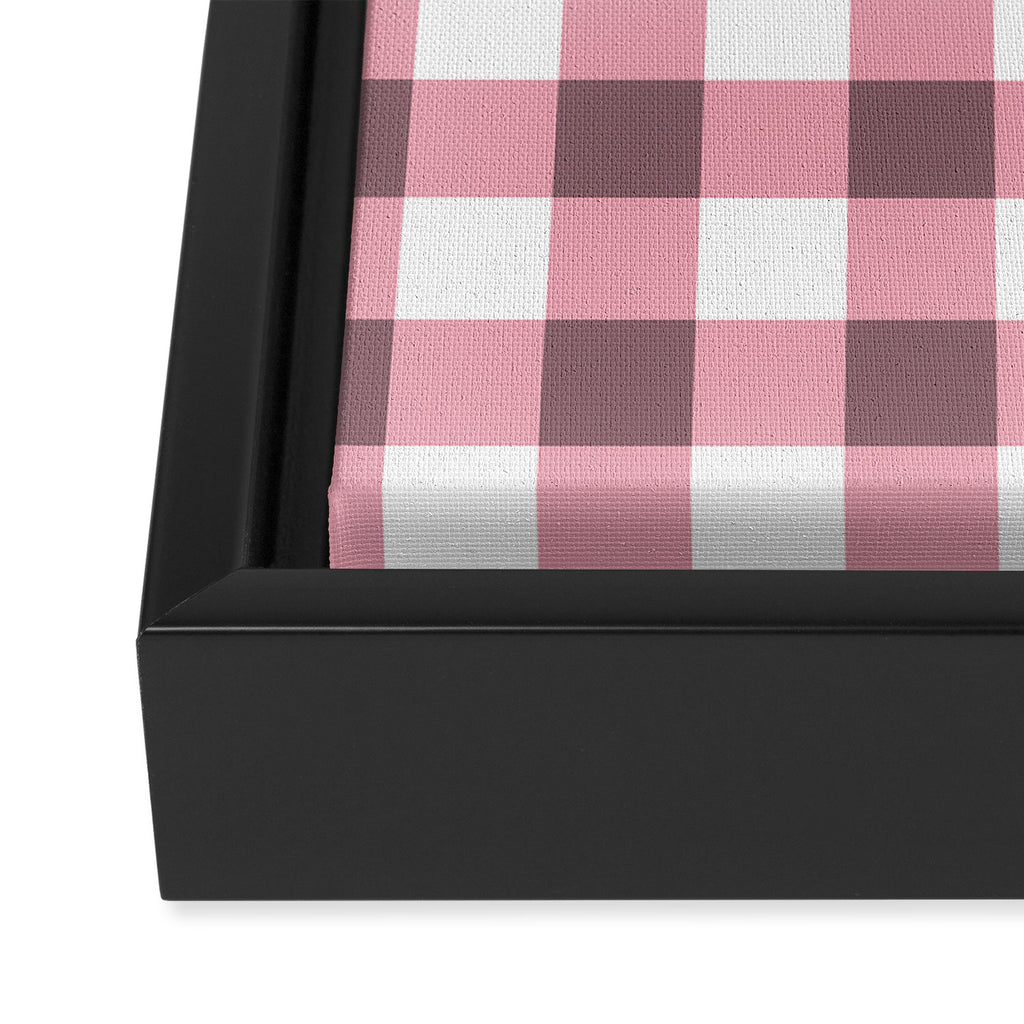 Dusty Pink Gingham Check Framed Canvas Print Gallery Image 3