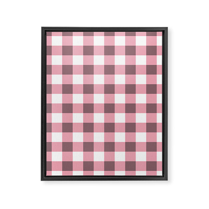 Dusty Pink Gingham Check Framed Canvas Print Gallery Image 1