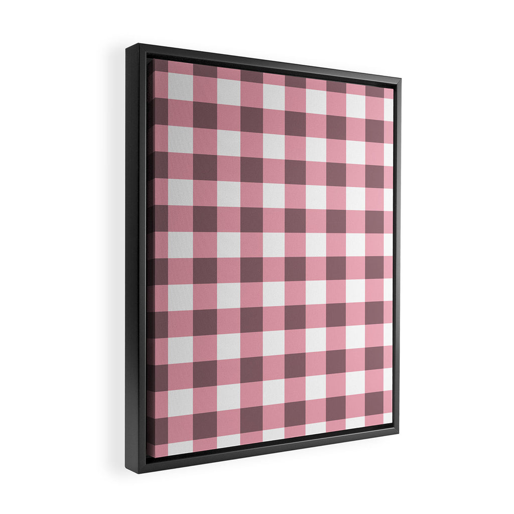 Dusty Pink Gingham Check Framed Canvas Print Gallery Image 2