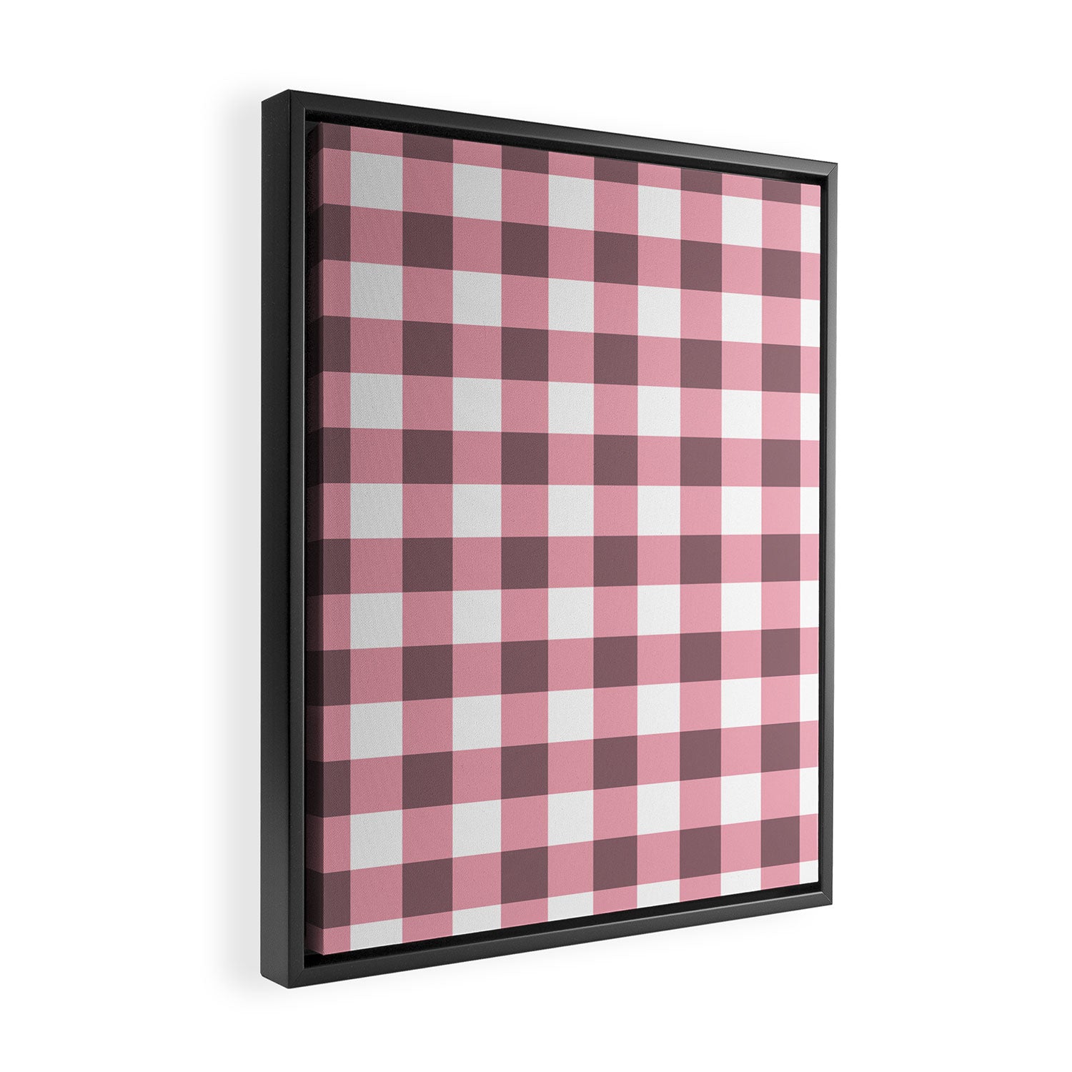 Dusty Pink Gingham Check Framed Canvas Print Gallery Image 2
