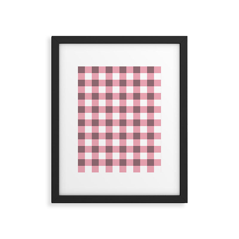 Dusty Pink Gingham Check Framed Art Print Gallery Image 6