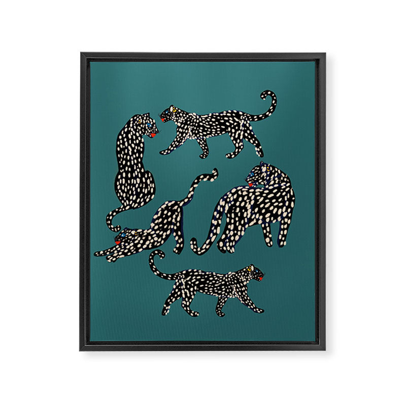 Elegant black leopards  Framed Canvas Print Gallery Image 8