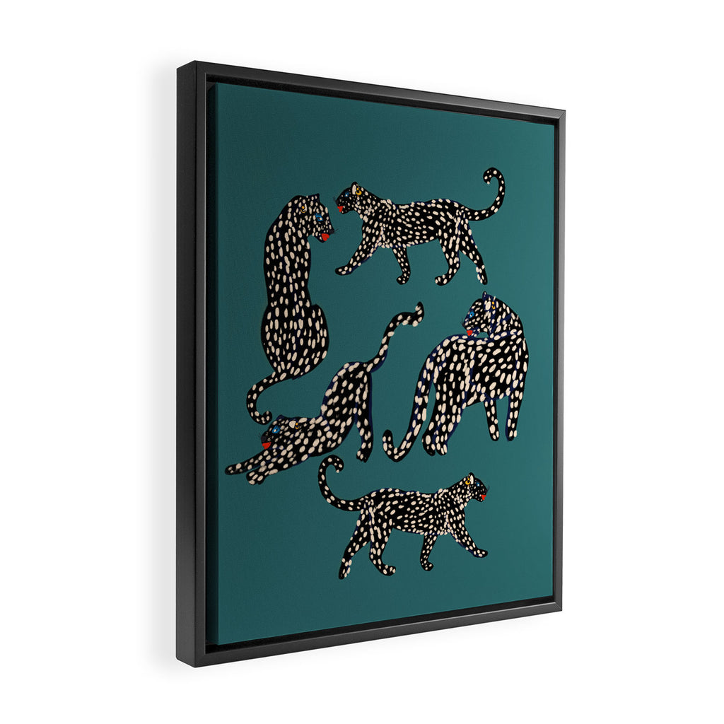 Elegant black leopards  Framed Canvas Print Gallery Image 2