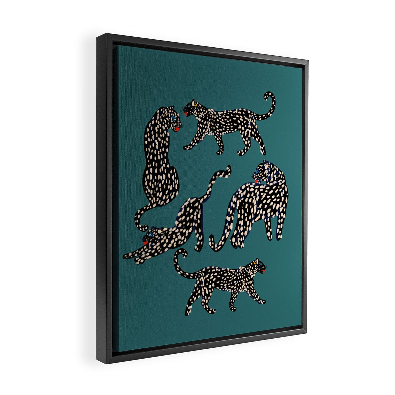 Elegant black leopards  Framed Canvas Print Gallery Image 2