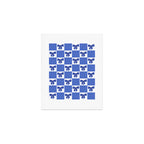 Elegant Blue Bow Checkerboard Pattern - Perfect for Winter and Holiday Themes Art Print Gallery Image 1