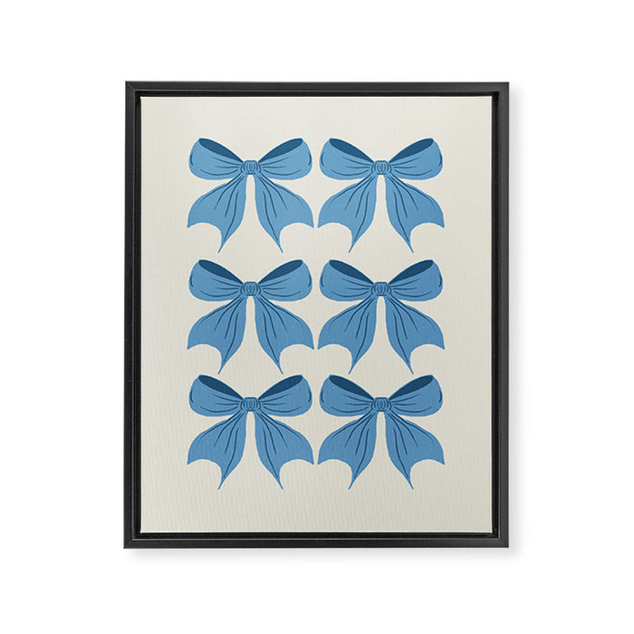 Elegant Blue Bow Pattern A Classic and Stylish Design Framed Canvas Print Gallery Image 1