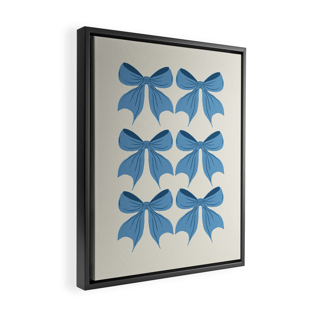 Elegant Blue Bow Pattern A Classic and Stylish Design Framed Canvas Print Gallery Image 2