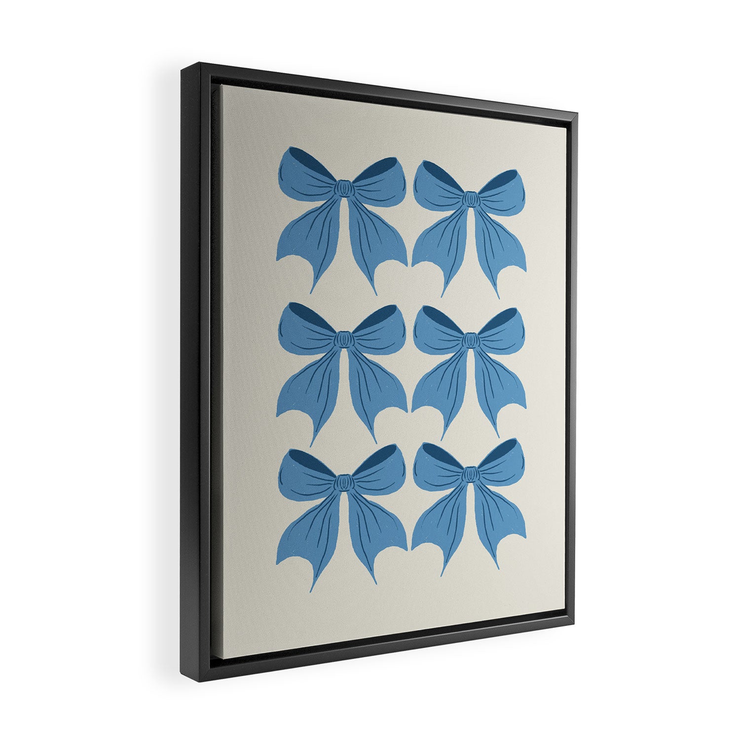 Elegant Blue Bow Pattern A Classic and Stylish Design Framed Canvas Print Gallery Image 2