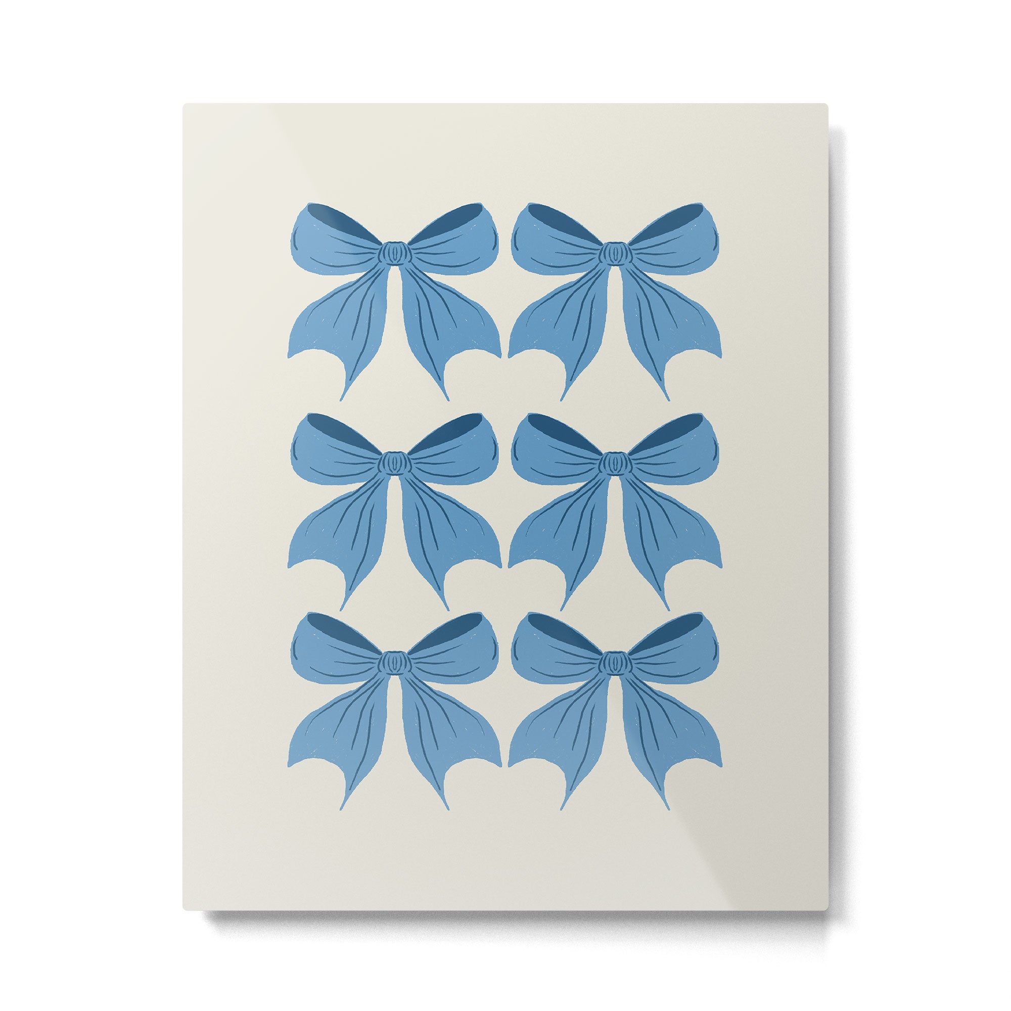 Elegant Blue Bow Pattern A Classic and Stylish Design Metal Print Gallery Image 6