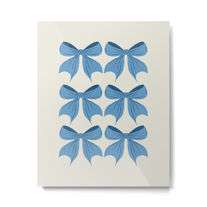 Elegant Blue Bow Pattern A Classic and Stylish Design Metal Print Gallery Image 1