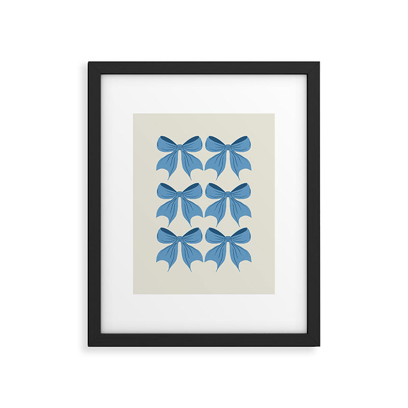 Elegant Blue Bow Pattern A Classic and Stylish Design Framed Art Print Gallery Image 6