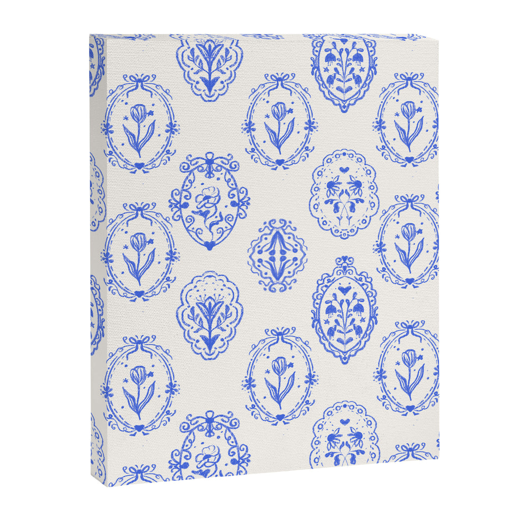 Elegant Blue Victorian Frame with Delicate Flower Canvas Print Gallery Image 8