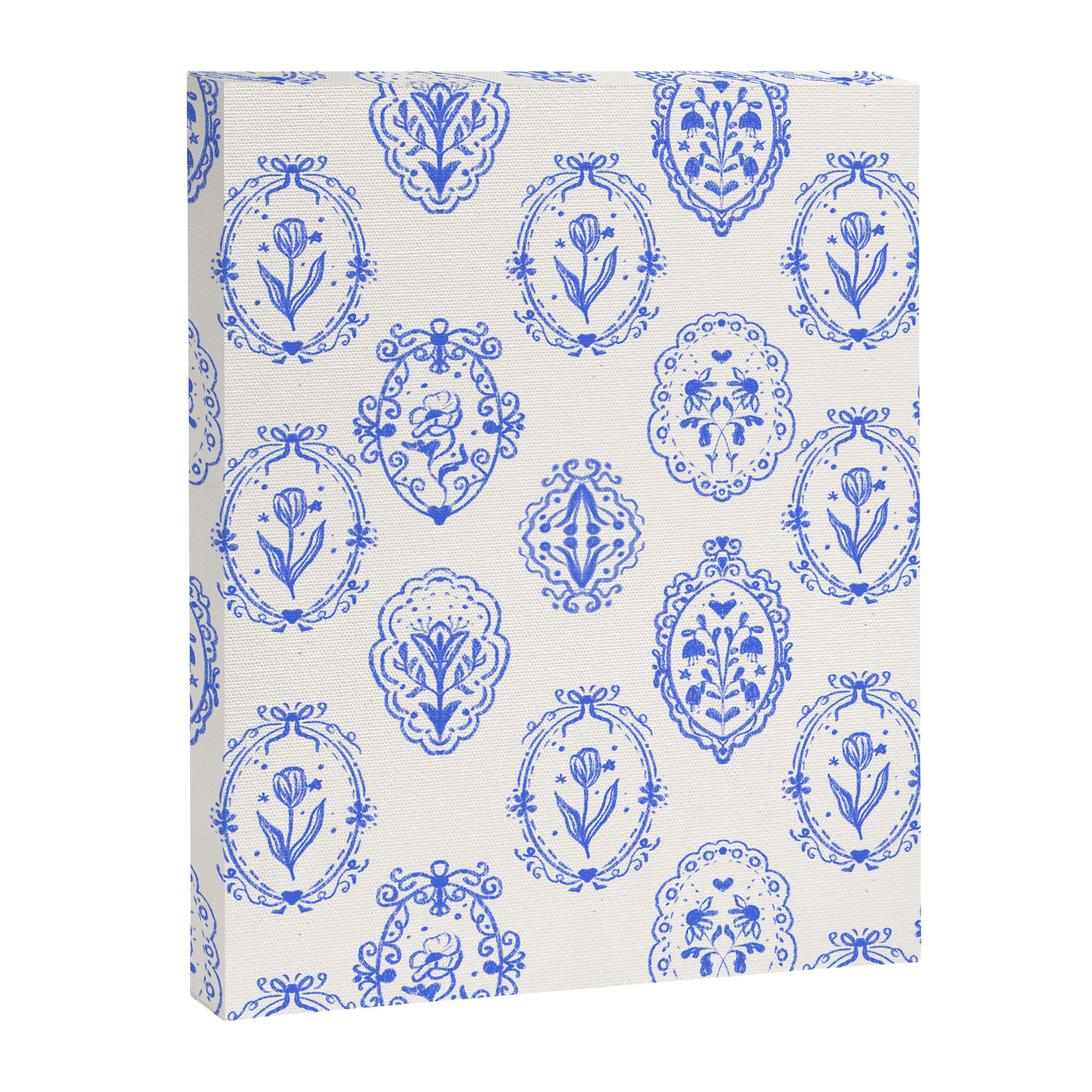 Elegant Blue Victorian Frame with Delicate Flower Canvas Print Gallery Image 8