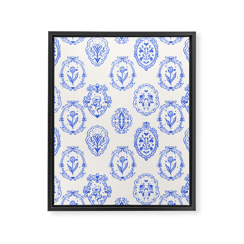 Elegant Blue Victorian Frame with Delicate Flower Framed Canvas Print Gallery Image 8