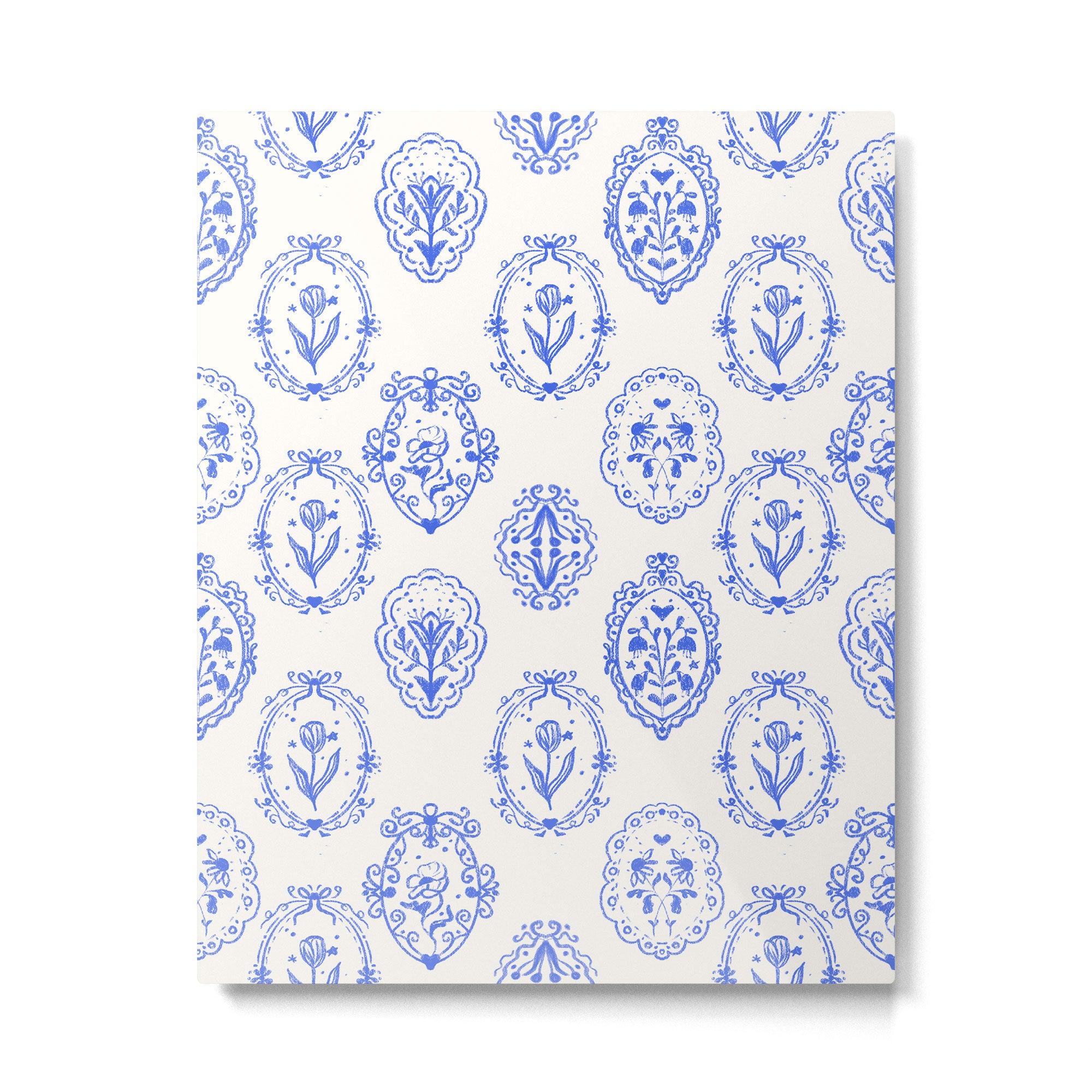 Elegant Blue Victorian Frame with Delicate Flower Metal Print Gallery Image 6