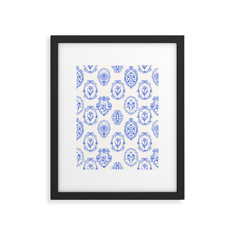 Elegant Blue Victorian Frame with Delicate Flower Framed Art Print Gallery Image 6
