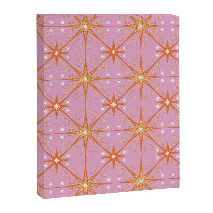 Elegant Gold Starburst on Pink Geometric Pattern Canvas Print Gallery Image 1