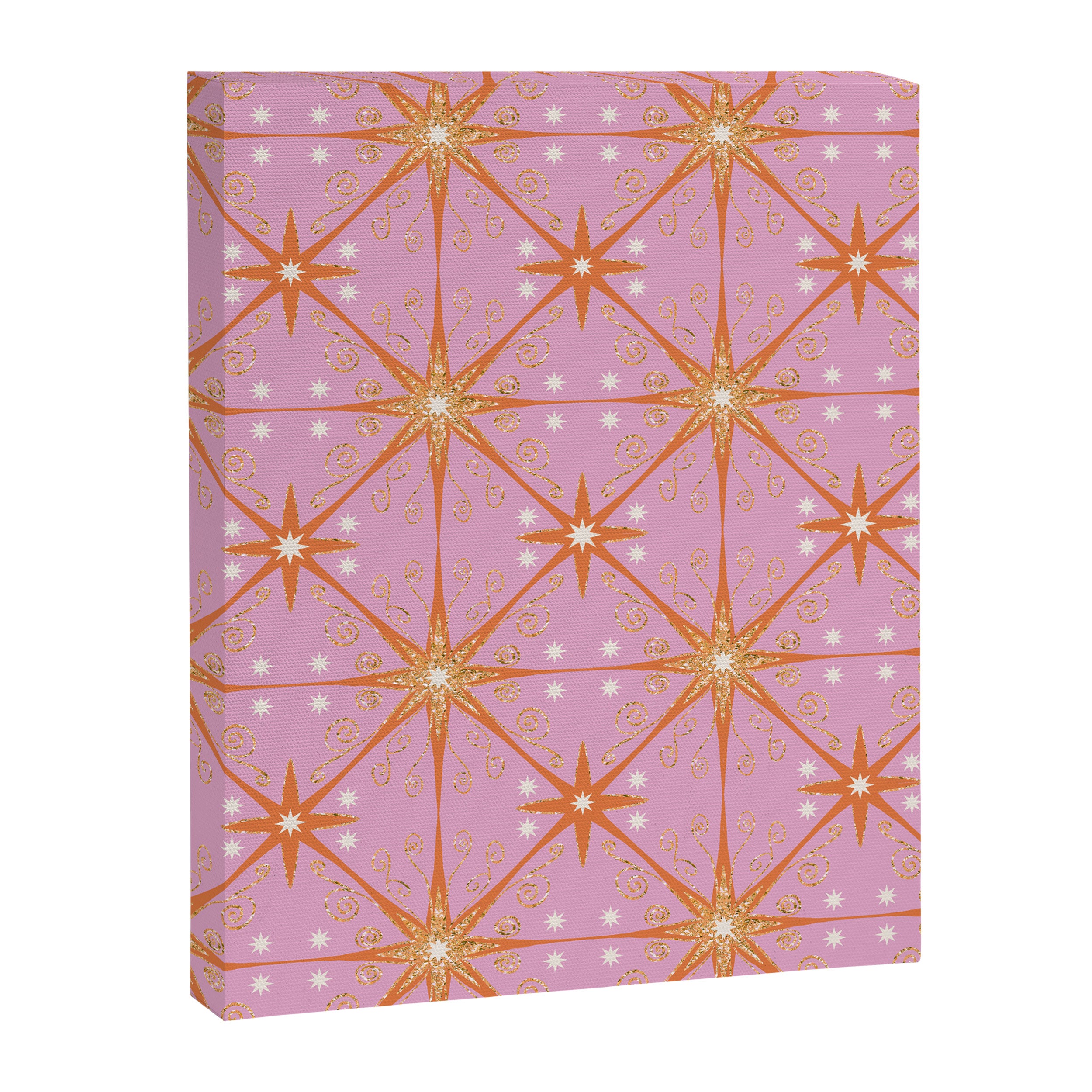 Elegant Gold Starburst on Pink Geometric Pattern Canvas Print Gallery Image 8