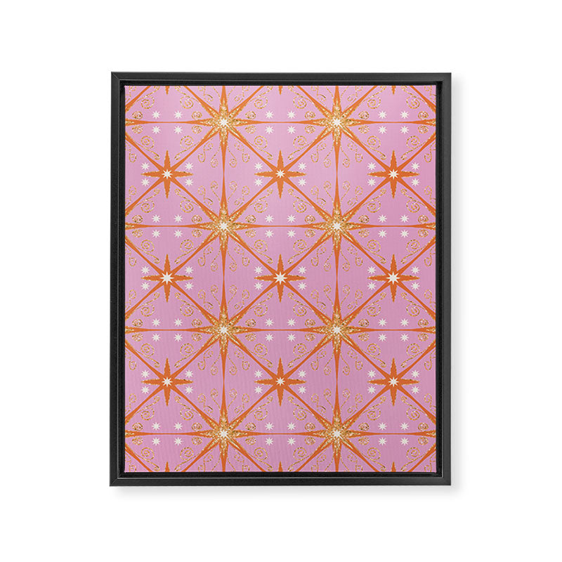 Elegant Gold Starburst on Pink Geometric Pattern Framed Canvas Print Gallery Image 8