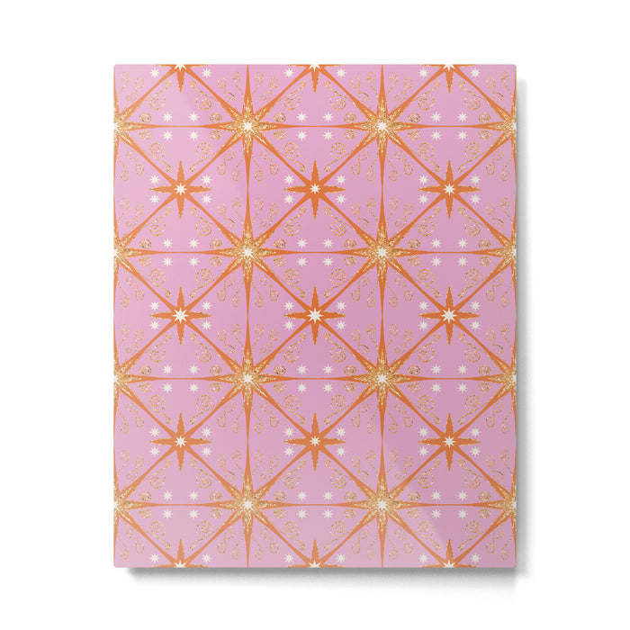 Elegant Gold Starburst on Pink Geometric Pattern Metal Print Gallery Image 1