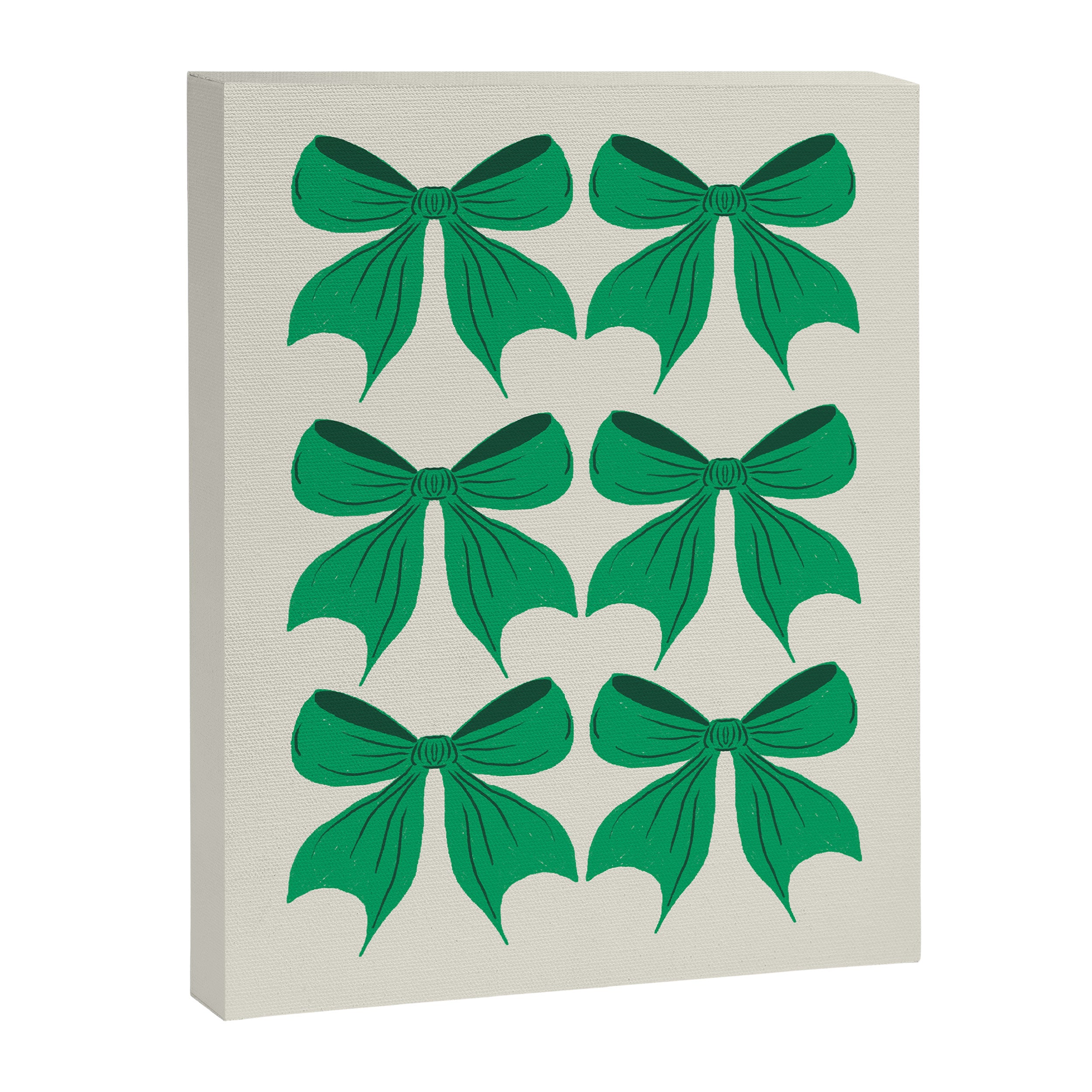 Elegant Green Bow Pattern - Festive Holiday Design Canvas Print Gallery Image 8