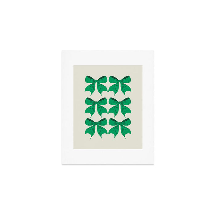 Elegant Green Bow Pattern - Festive Holiday Design Art Print Gallery Image 1