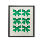 Elegant Green Bow Pattern - Festive Holiday Design Framed Canvas Print Gallery Image 8