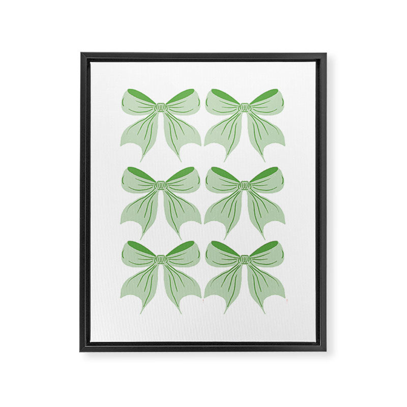 Elegant Light Green Bow Pattern A Classic and Stylish Design for Any Occasion Framed Canvas Print Gallery Image 8