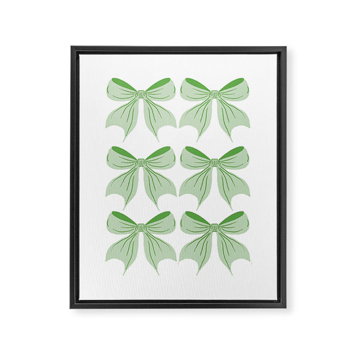 Elegant Light Green Bow Pattern A Classic and Stylish Design for Any Occasion Framed Canvas Print Gallery Image 1