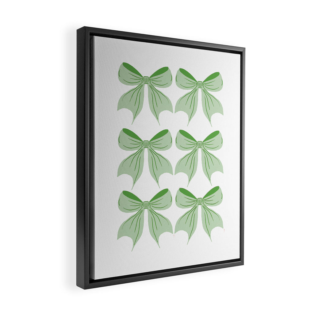 Elegant Light Green Bow Pattern A Classic and Stylish Design for Any Occasion Framed Canvas Print Gallery Image 2