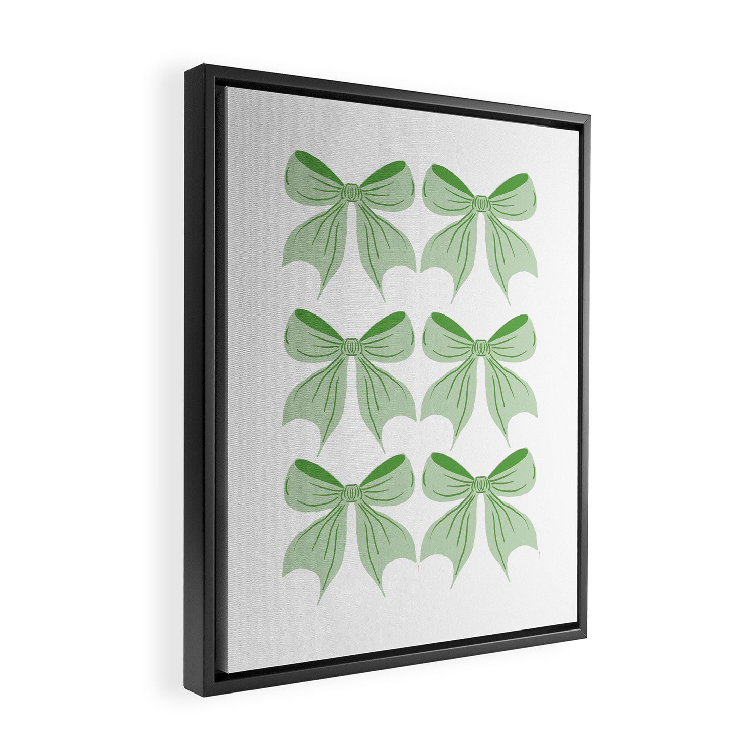 Elegant Light Green Bow Pattern A Classic and Stylish Design for Any Occasion Framed Canvas Print Gallery Image 2
