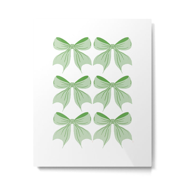 Elegant Light Green Bow Pattern A Classic and Stylish Design for Any Occasion Metal Print Gallery Image 1